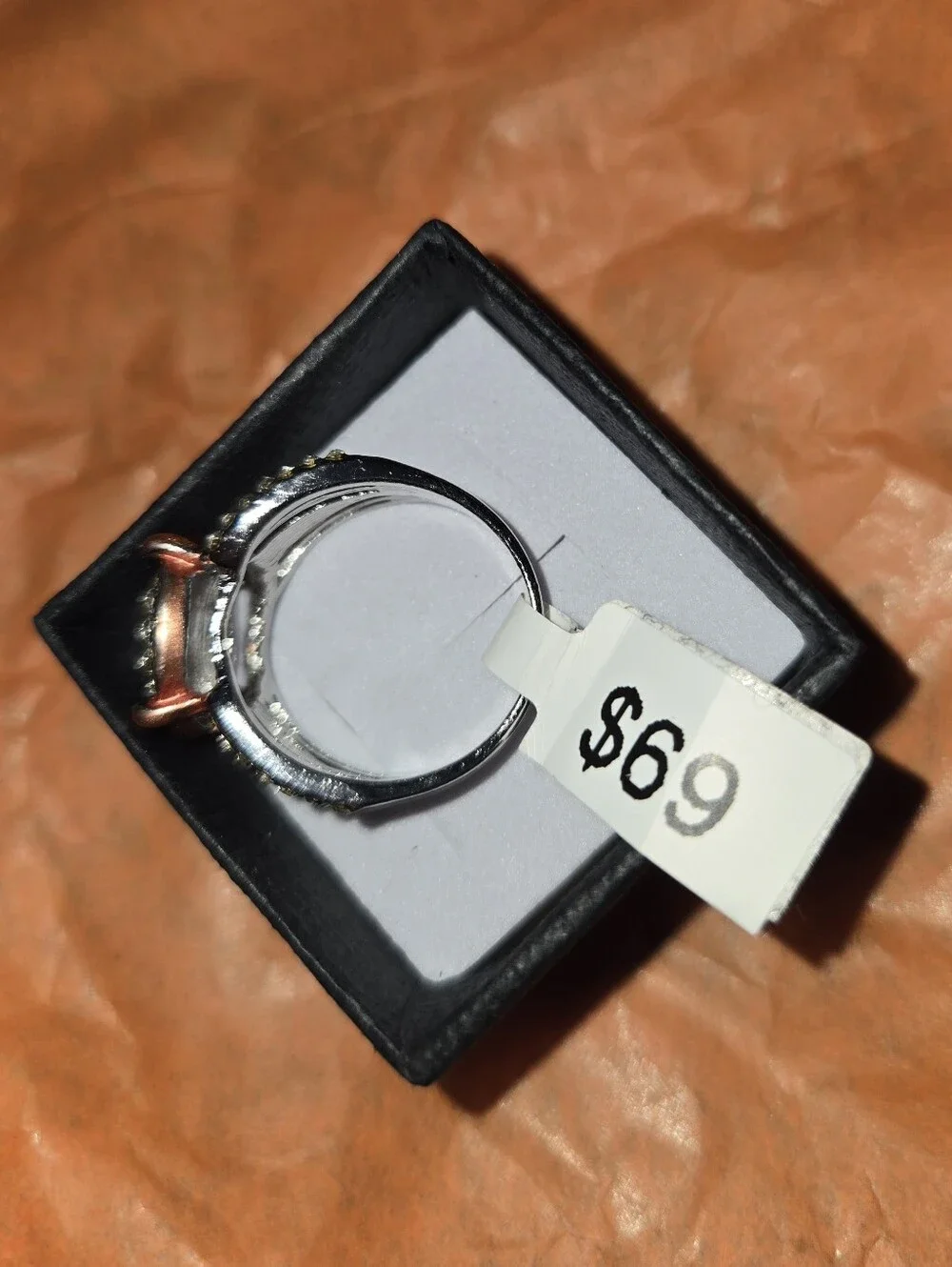 Sparkling Silver And Rose Tone Cluster Cocktail Ring - Women's Jewelry